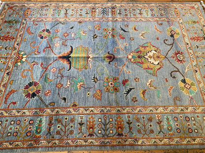 Handwoven Turquoise Floral Kilim Rug 4x6 ft - Premium Area Rug Cappadocia Rug Collection