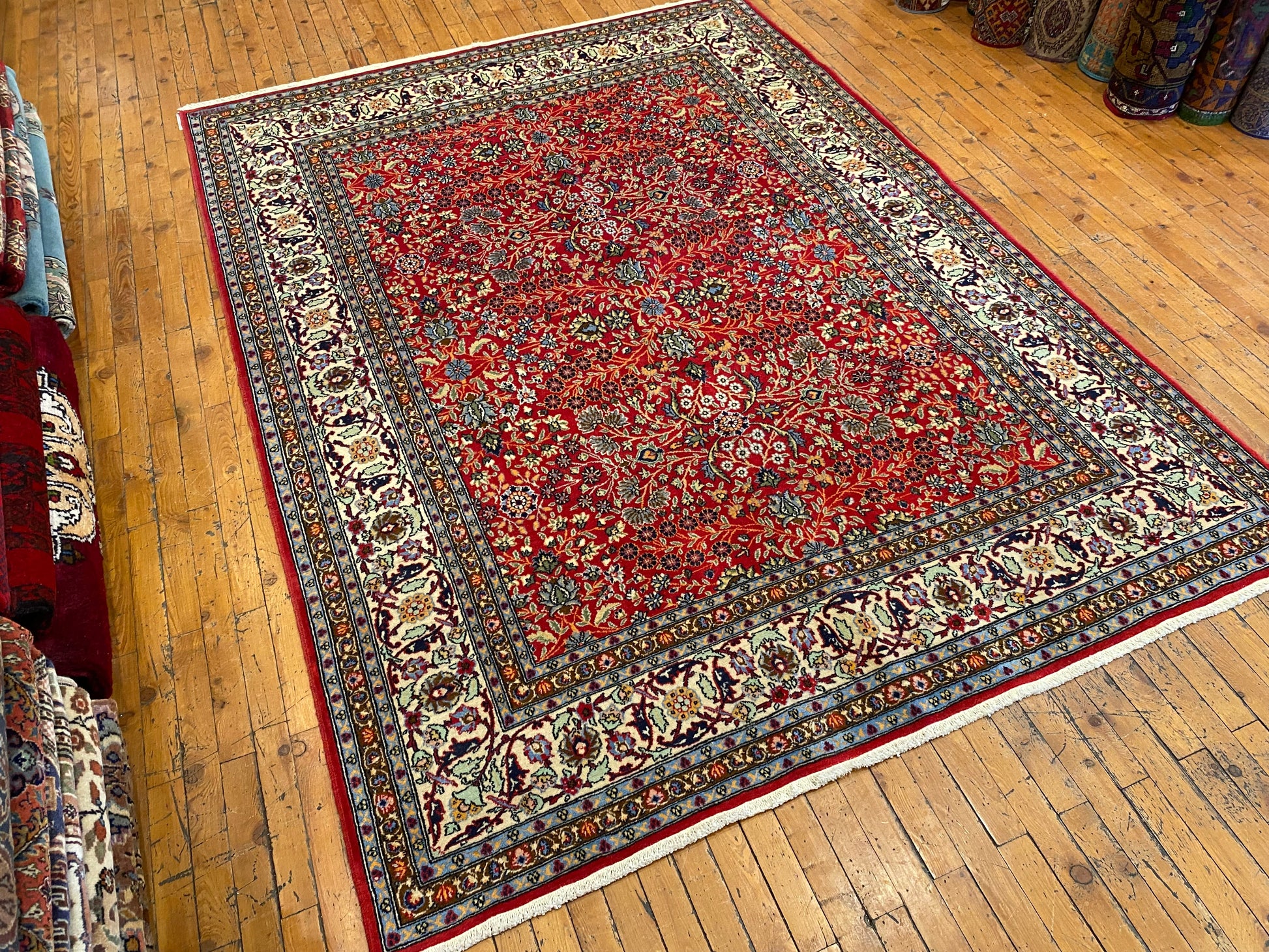 Exclusive Red Hereke Rug - Hand-Knotted Turkish Carpet 6x8 ft Cappadocia Rug Collection