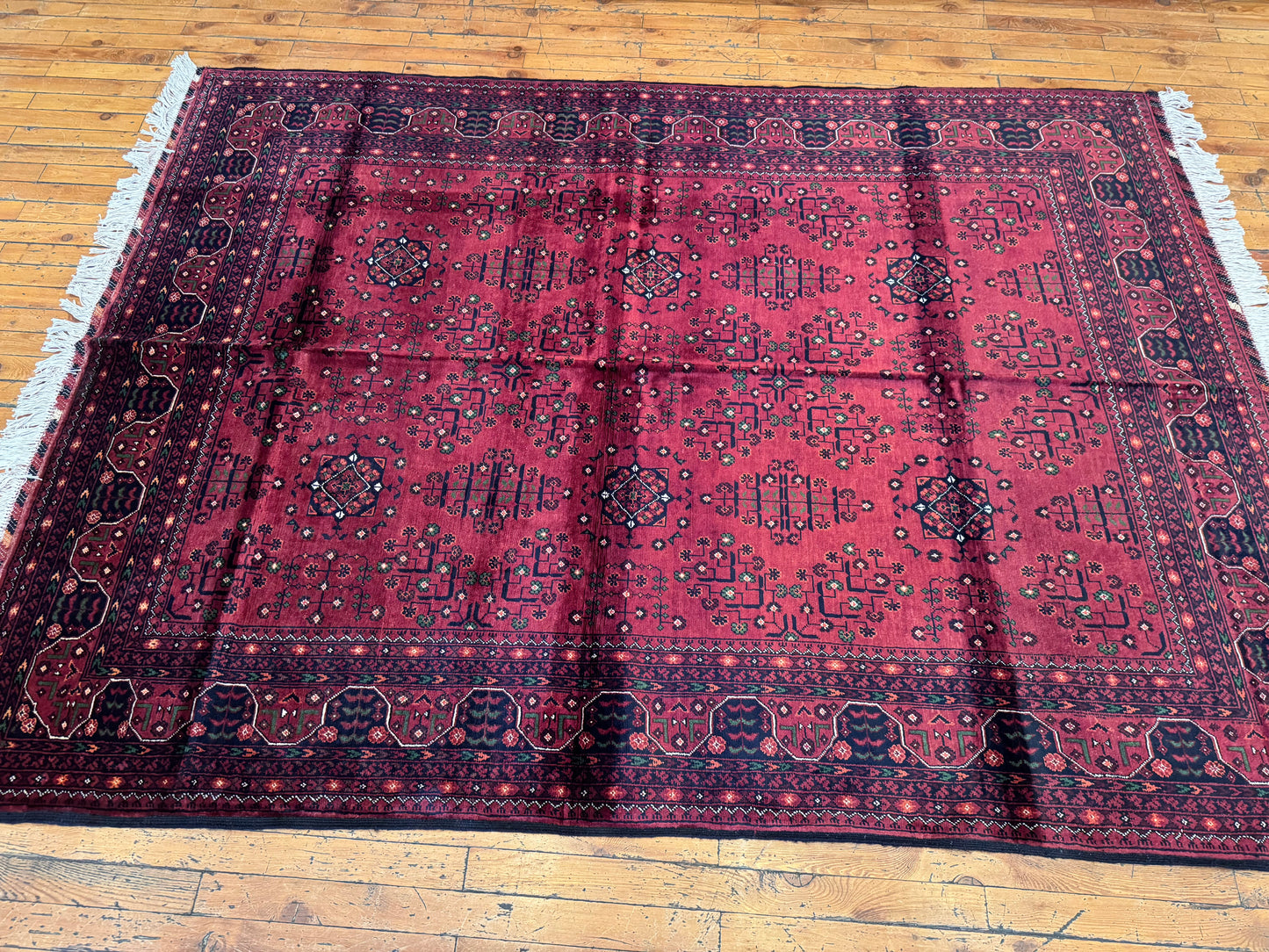 Classic Burgundy Handwoven Rug ,Wool, Geometric Pattern, Handmade 5x7ft Cappadocia Rug Collection