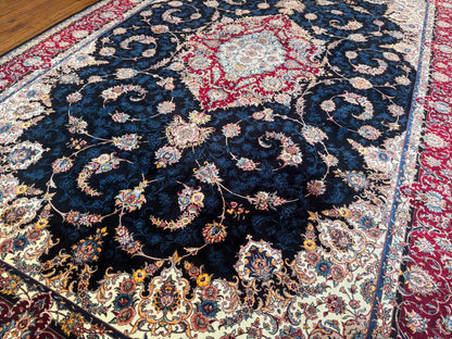 Luxury Turkish Silk Rug with Floral Medallion Design 5x8 ft