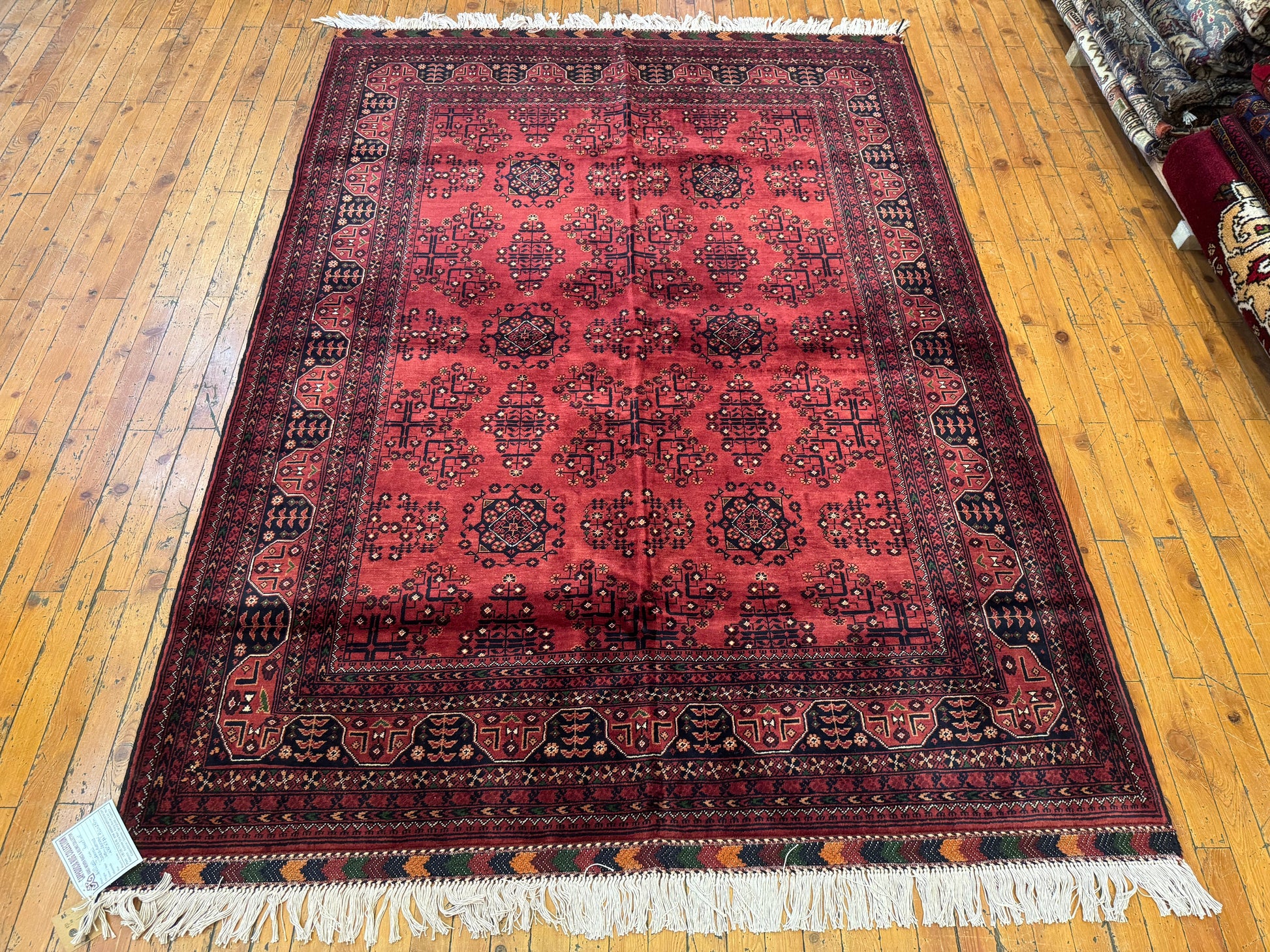 Dark Red Hand-Knotted Natural Carpet 5x6.5ft Cappadocia Rug Collection