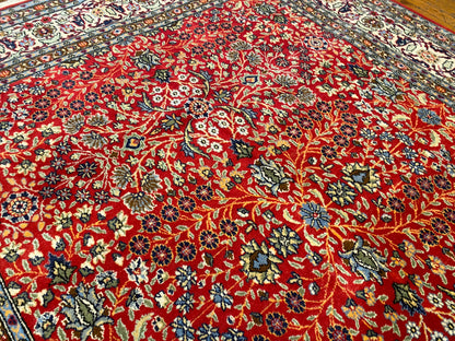 Exclusive Red Hereke Rug - Hand-Knotted Turkish Carpet 6x8 ft Cappadocia Rug Collection