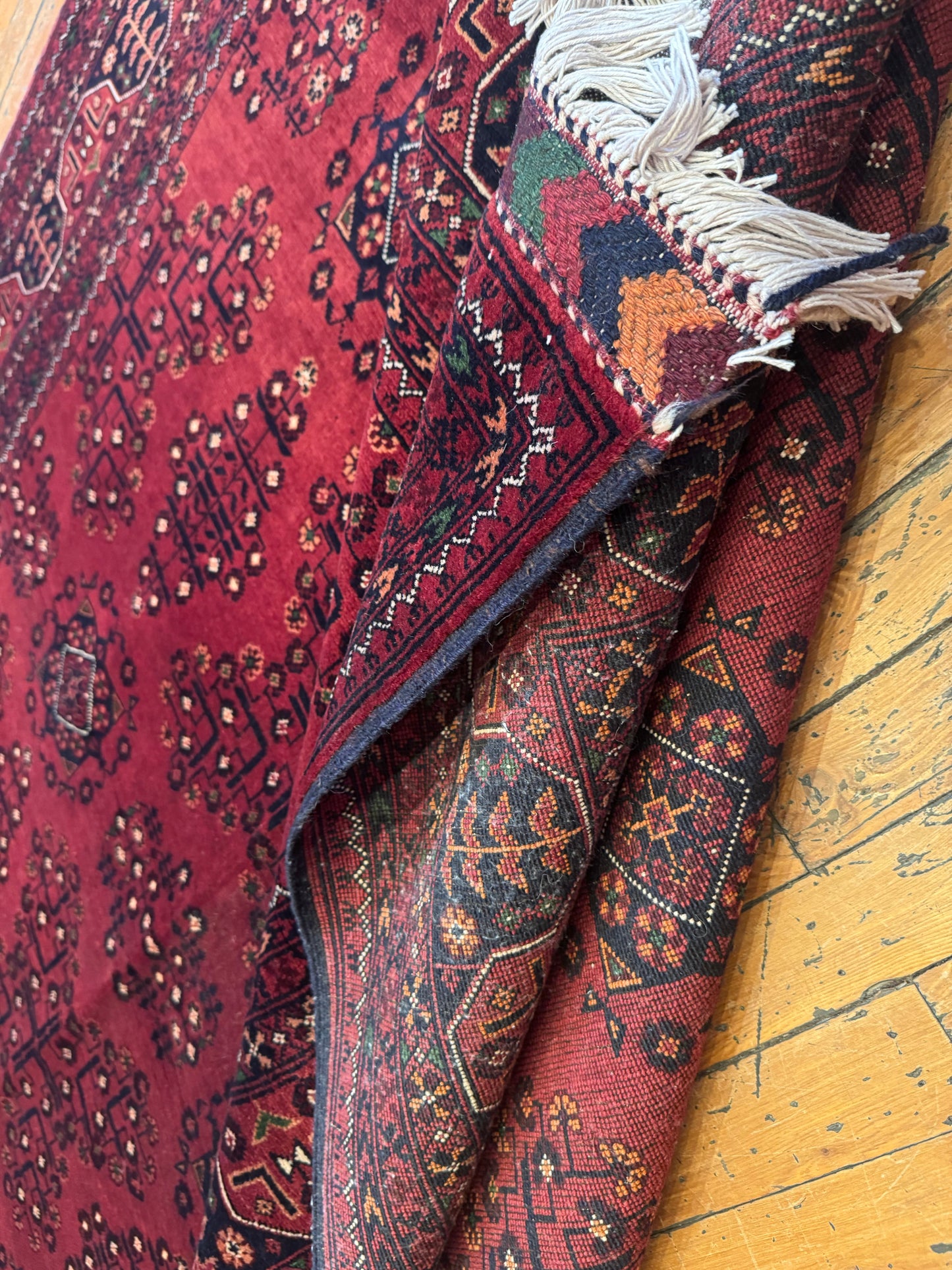 Dark Red Hand-Knotted Natural Carpet 5x6.5ft Cappadocia Rug Collection