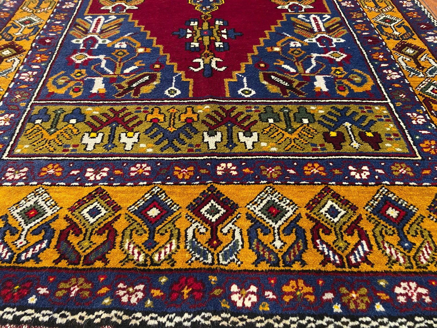 Handmade Anatolian Rug – Authentic Turkish Wool Carpet with Tribal & Geometric Design – Vintage Boho Area Rug 3x7ft