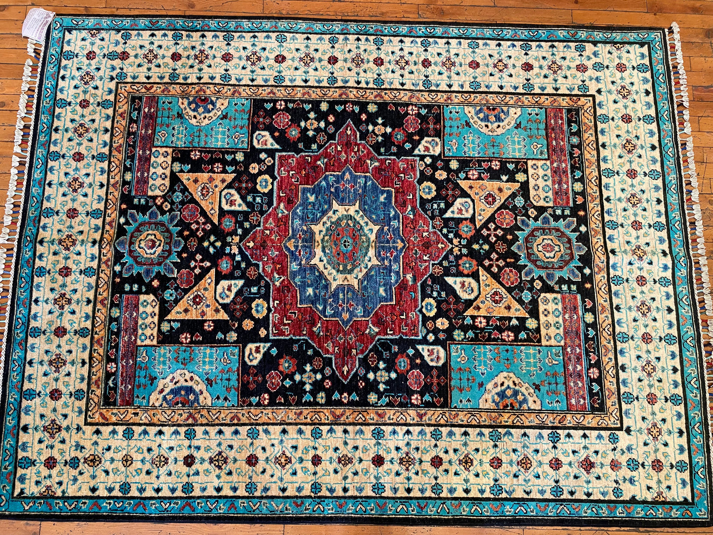 5x7ft Traditional Turquoise Saloon Carpet Cappadocia Rug Collection