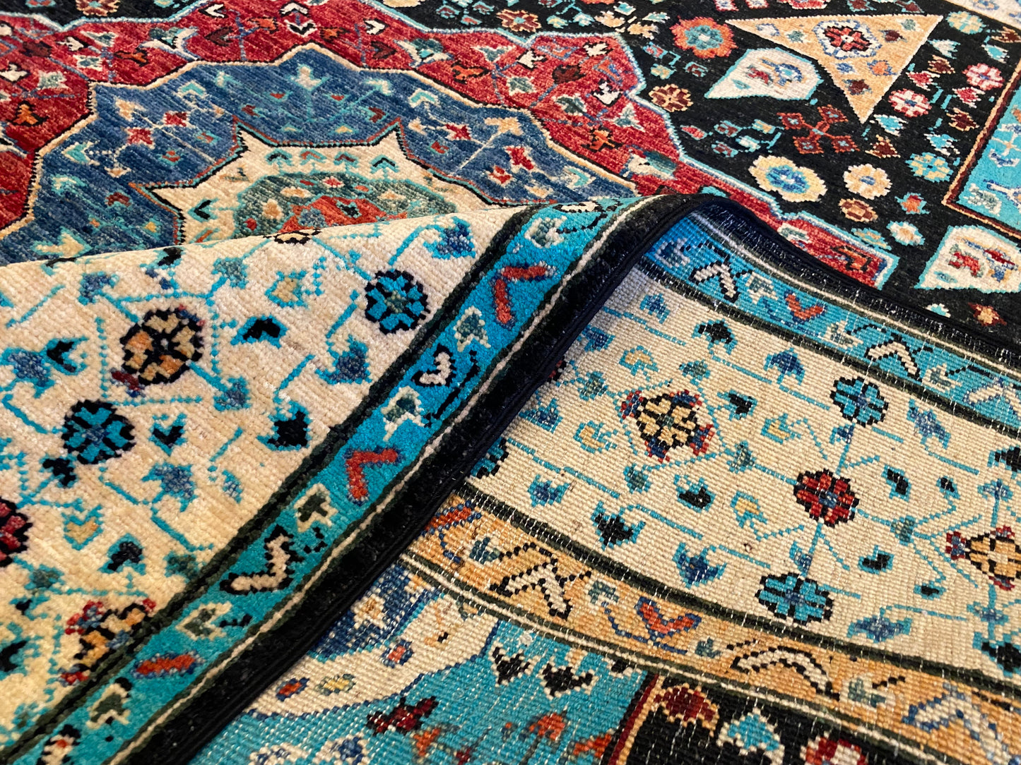 5x7ft Traditional Turquoise Saloon Carpet Cappadocia Rug Collection