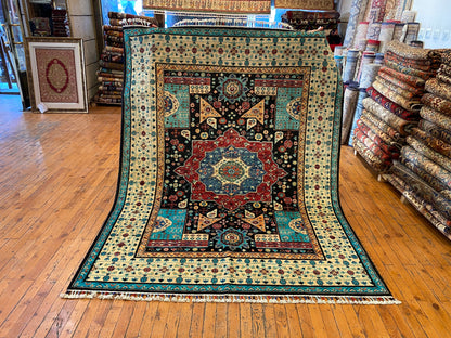 5x7ft Traditional Turquoise Saloon Carpet Cappadocia Rug Collection