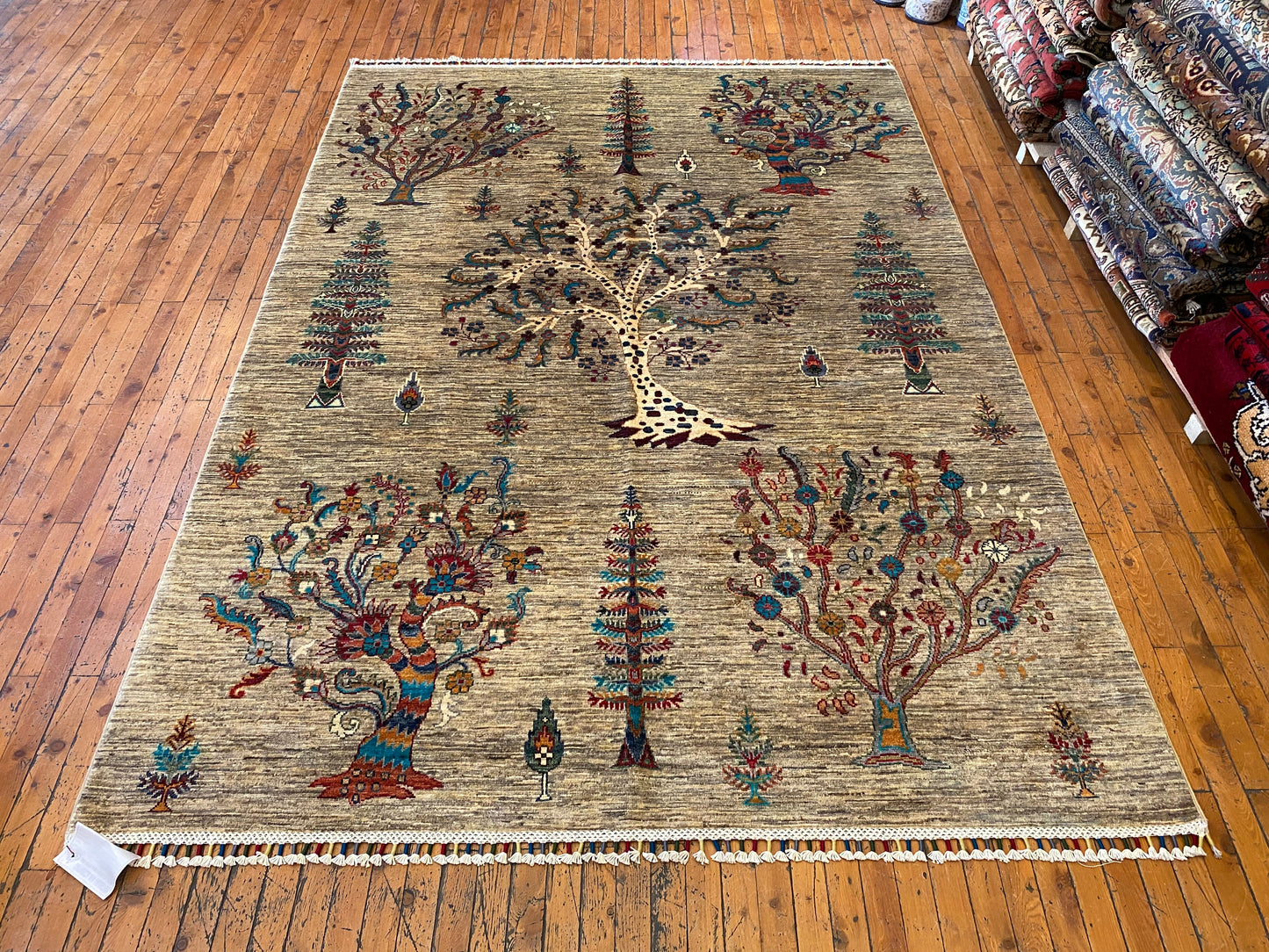 5x8ft Rustic Tree of Life Handmade Wool Carpet | Premium Turkish Rug Cappadocia Rug Collection