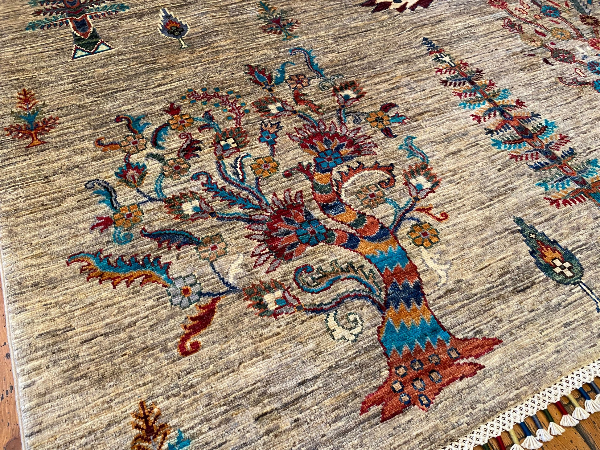 5x8ft Rustic Tree of Life Handmade Wool Carpet | Premium Turkish Rug Cappadocia Rug Collection
