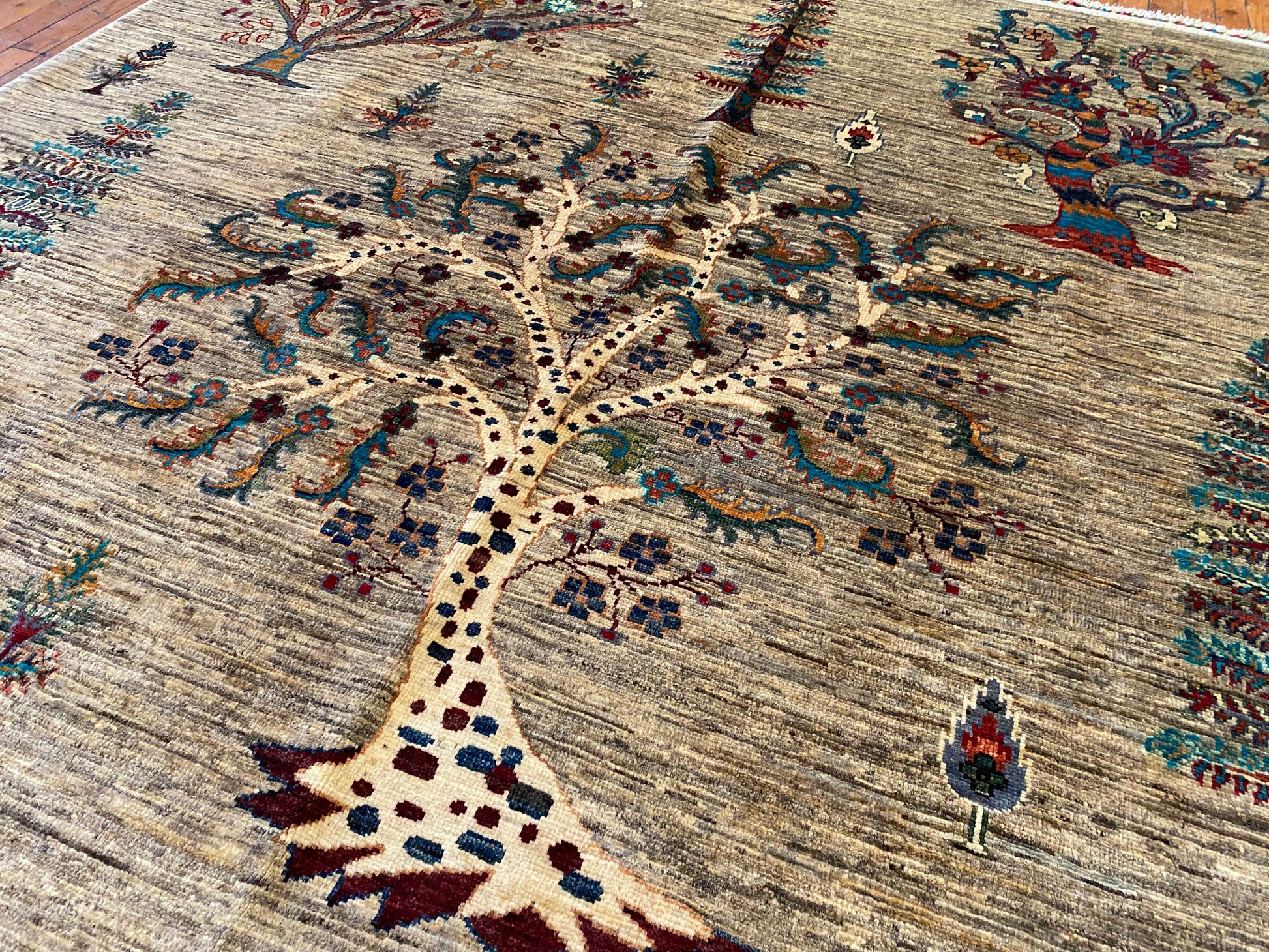 5x8ft Rustic Tree of Life Handmade Wool Carpet | Premium Turkish Rug Cappadocia Rug Collection