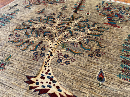 5x8ft Rustic Tree of Life Handmade Wool Carpet | Premium Turkish Rug Cappadocia Rug Collection