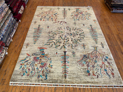 5x8ft Rustic Tree of Life Handmade Wool Carpet | Premium Turkish Rug Cappadocia Rug Collection