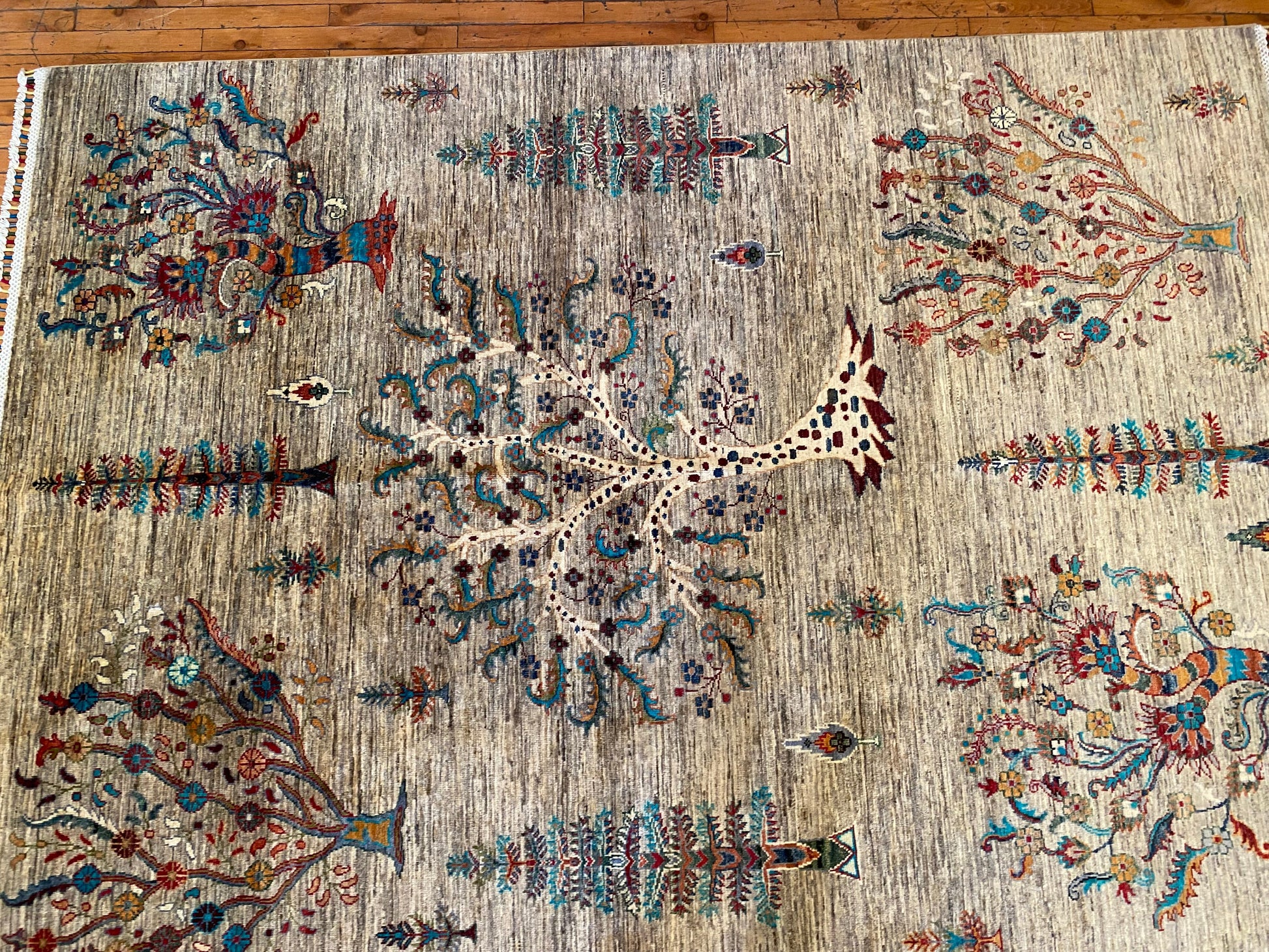 5x8ft Rustic Tree of Life Handmade Wool Carpet | Premium Turkish Rug Cappadocia Rug Collection
