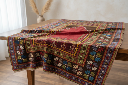 Anatolian Antique Rug - Draped on Table