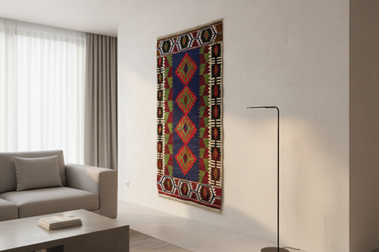 Anatolian Cappadocia Kilim Rug close-up in living room