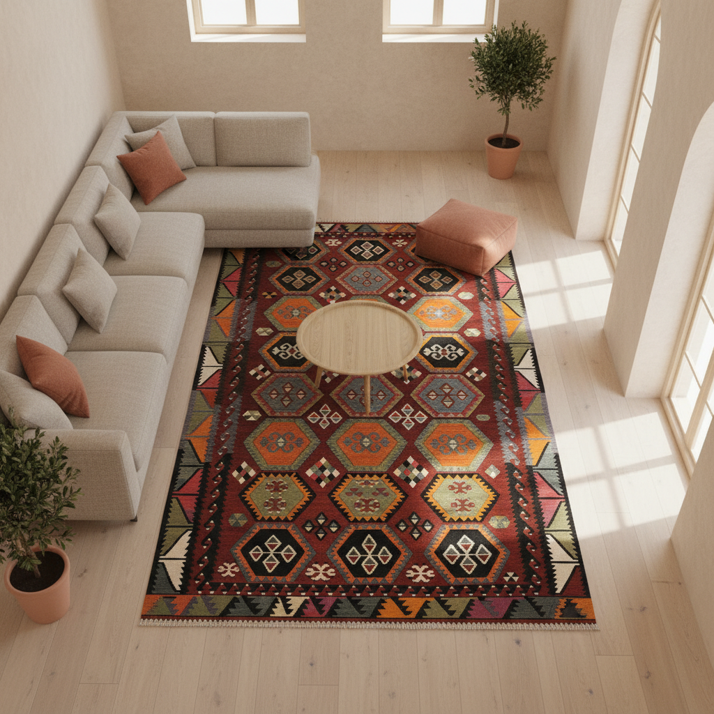 Anatolian Kilim – Oturma Odası Kuşbakışı