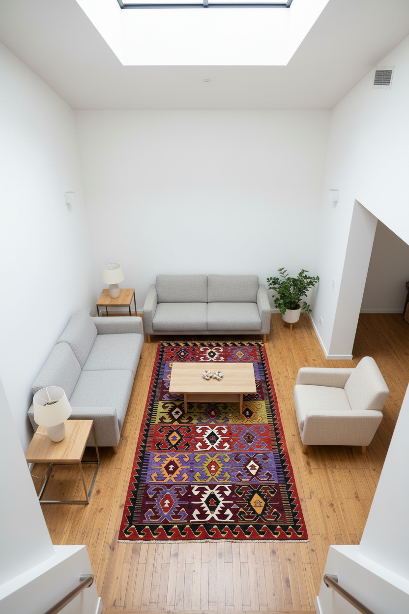 Anatolian Kilim Rug in Living Room