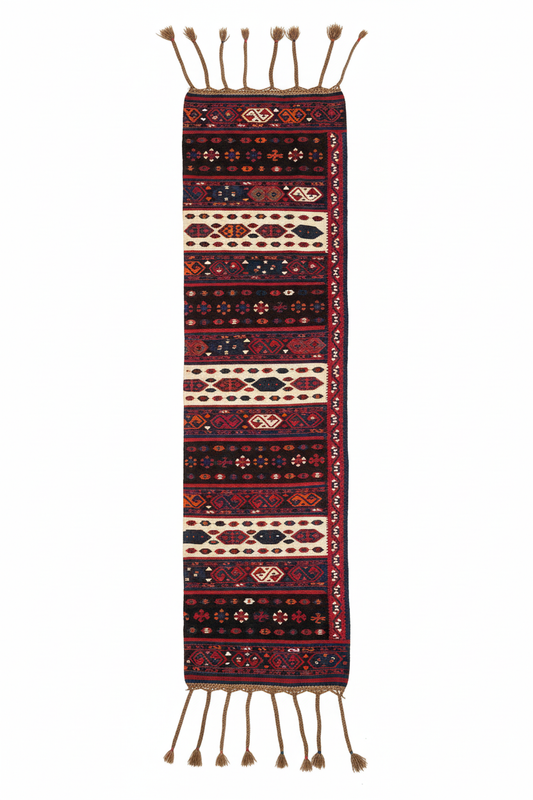 Anatolian Kilim Runner Rug on White Background