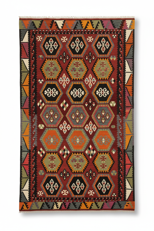 Anatolian Large Kilim Rug – Beyaz Arka Plan