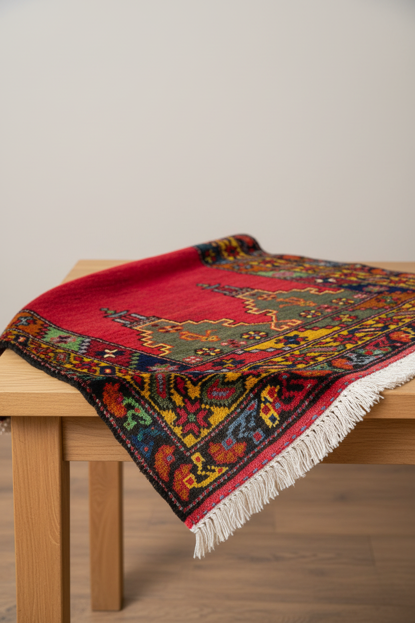Anatolian Nomad Rug – Folded on Table
