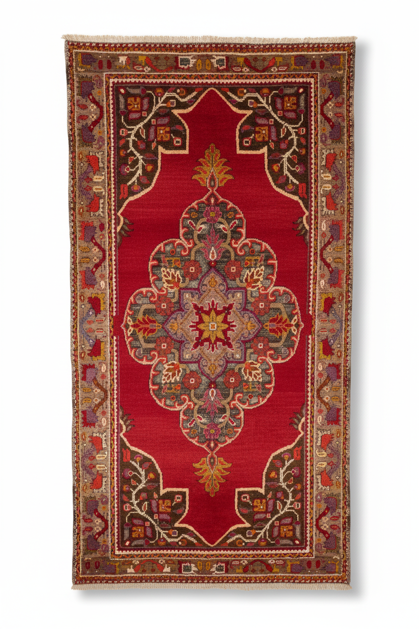 Anatolian Red Turkish Kilim Rug - Professional Display