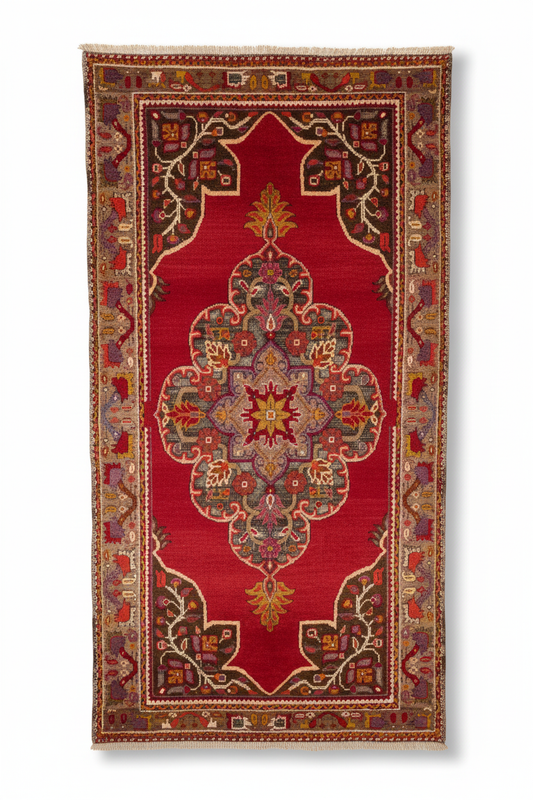 Anatolian Red Turkish Kilim Rug - Professional Display