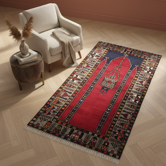 Anatolian Turkish Handmade Rug - Living Room with Armchair