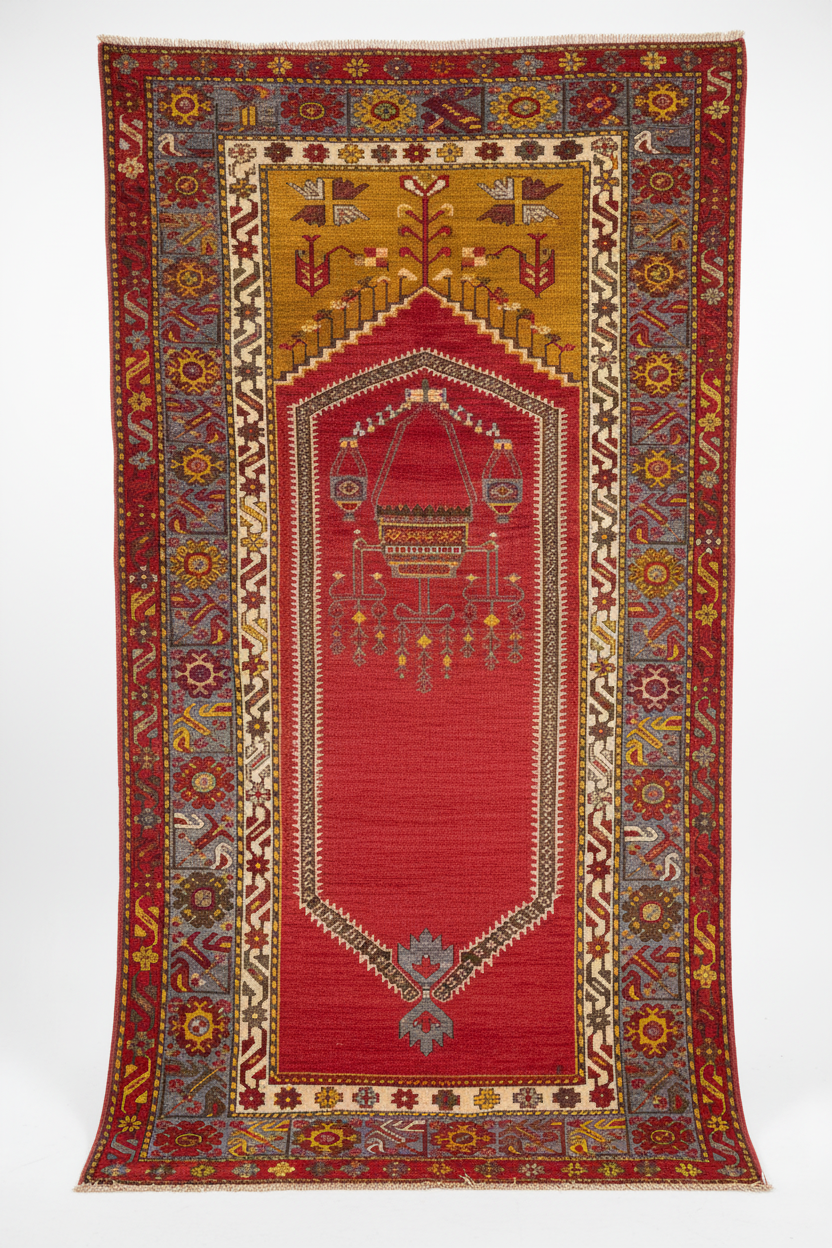 Antique Turkish Anatolian Handmade Rug 4x7 ft - Asılı Görsel