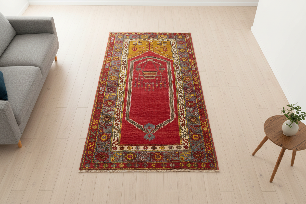 Antique Turkish Anatolian Rug - Kuşbakışı