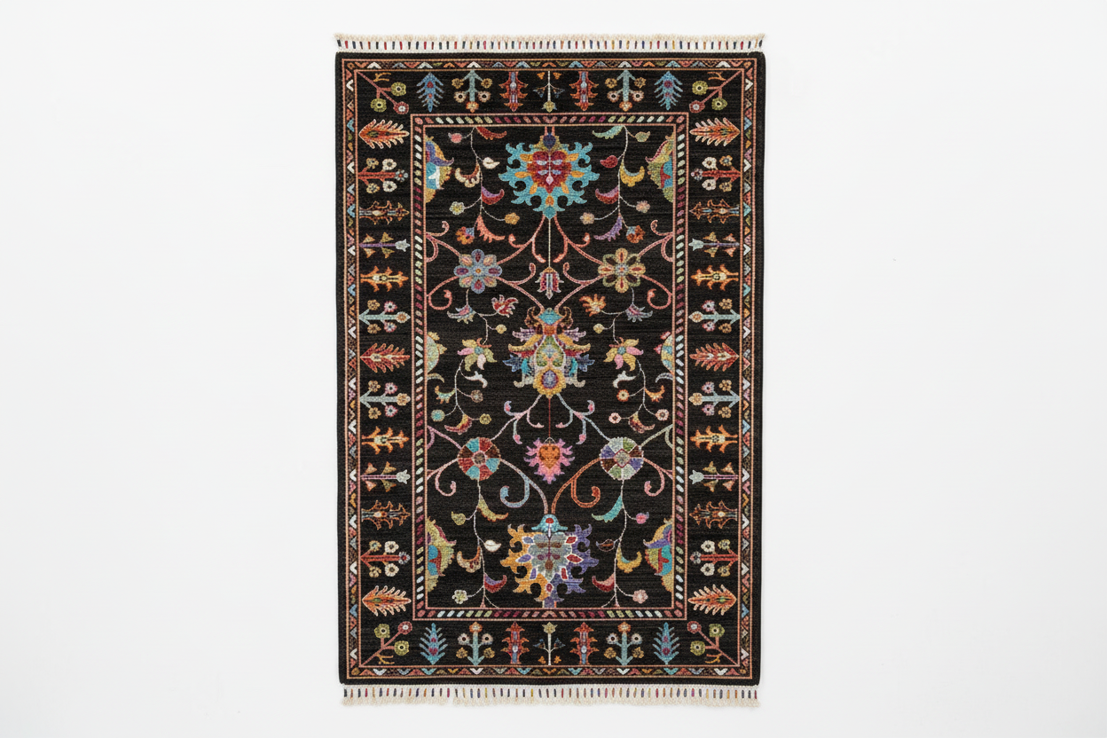 Black Floral Carpet - asılı beyaz arka plan