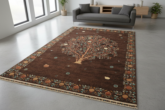 Brown Wool Oriental Rug Featured in Living Room