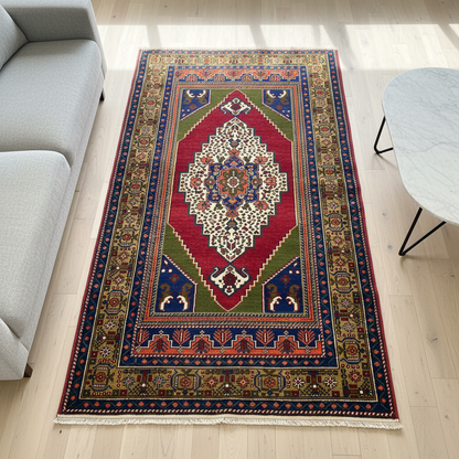Cappadocia Antique Rug 4x6 ft - Close-up Overhead View