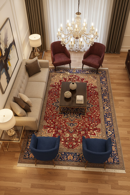 Cappadocia Handmade Area Rug – Living Room Bird's Eye View