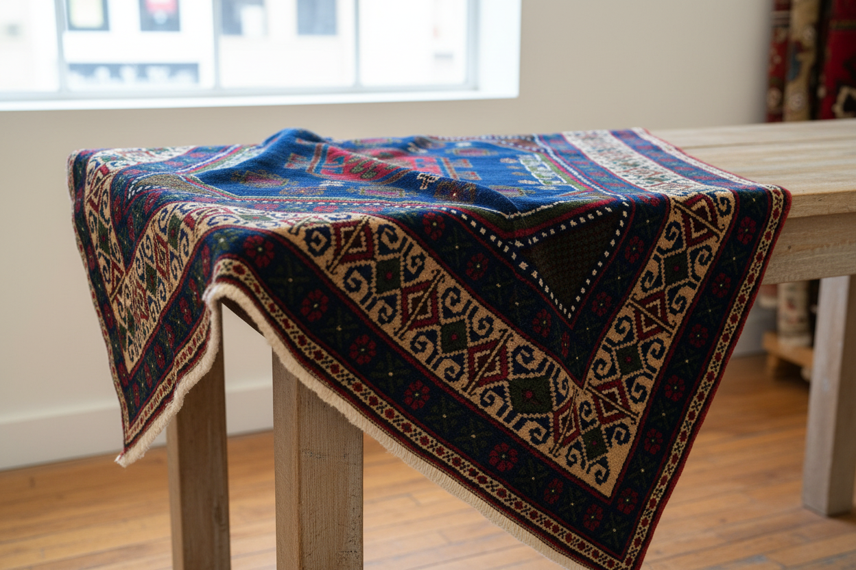 Cappadocia Taspinar Rug Draped on Table