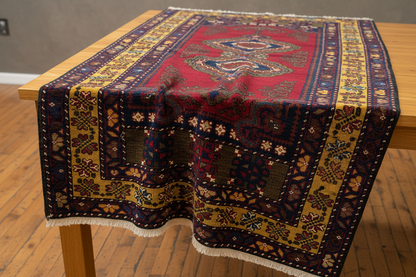 Cappadocia Yahyali Rug Draped on Table