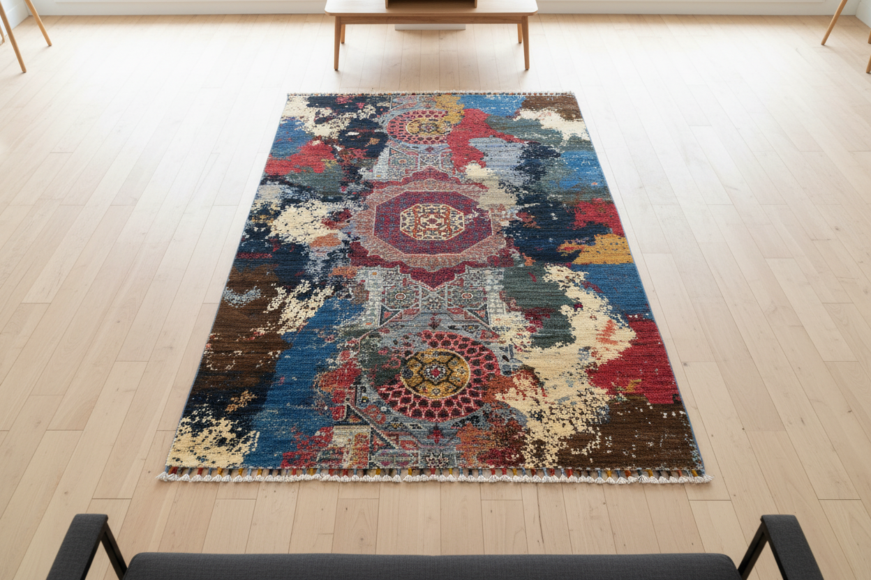 Colorful Handmade Rug 4x6 ft - Top View