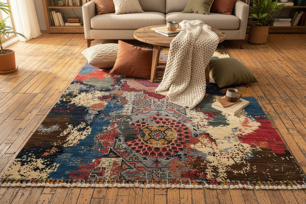 Colorful Handmade Rug - Cozy Lifestyle