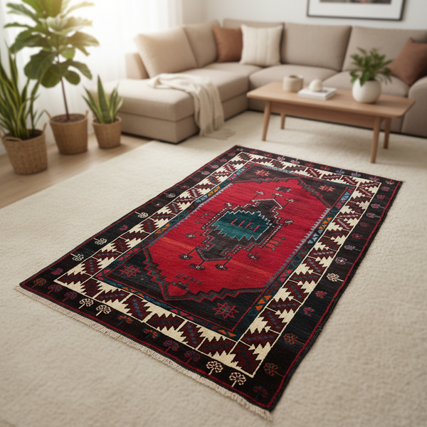 Dark Colors Rug - modern ortam