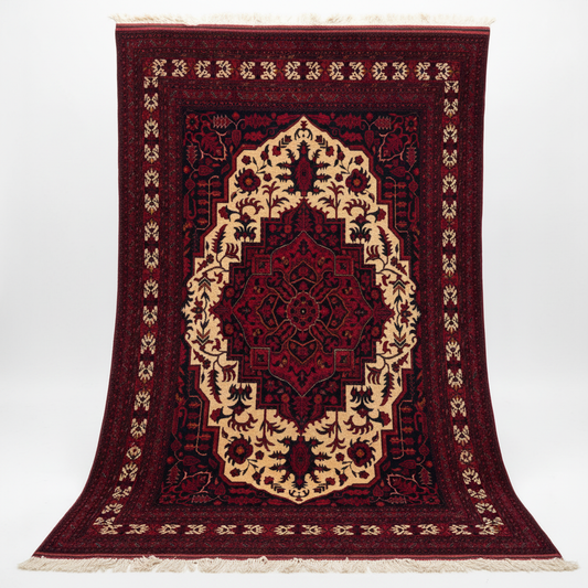 Deep Red Floral Medallion - beyaz arka plan