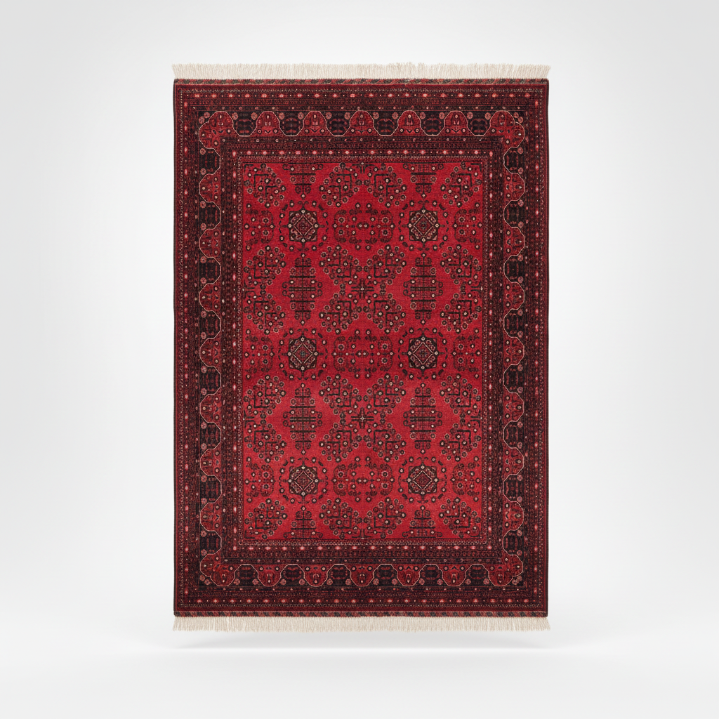 Deep Red Wool Rug - beyaz arka plan