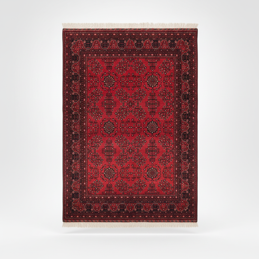 Deep Red Wool Rug - beyaz arka plan
