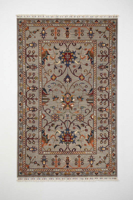 Floral Area Handmade Rug on White Background