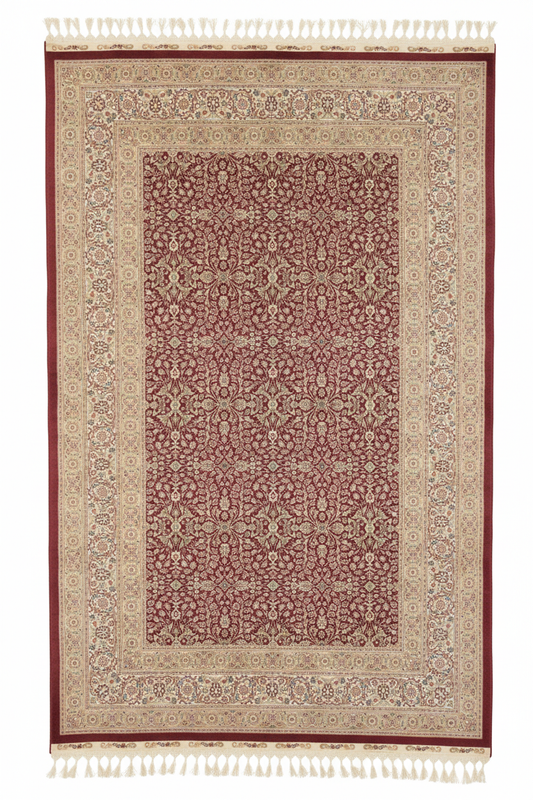 Floral Pattern Silk Carpet - 4 feet×6 feet yakın çekim beyaz arka plan
