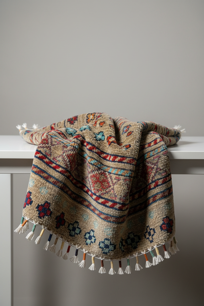 Geometric Entryway Carpet - Folded on Table