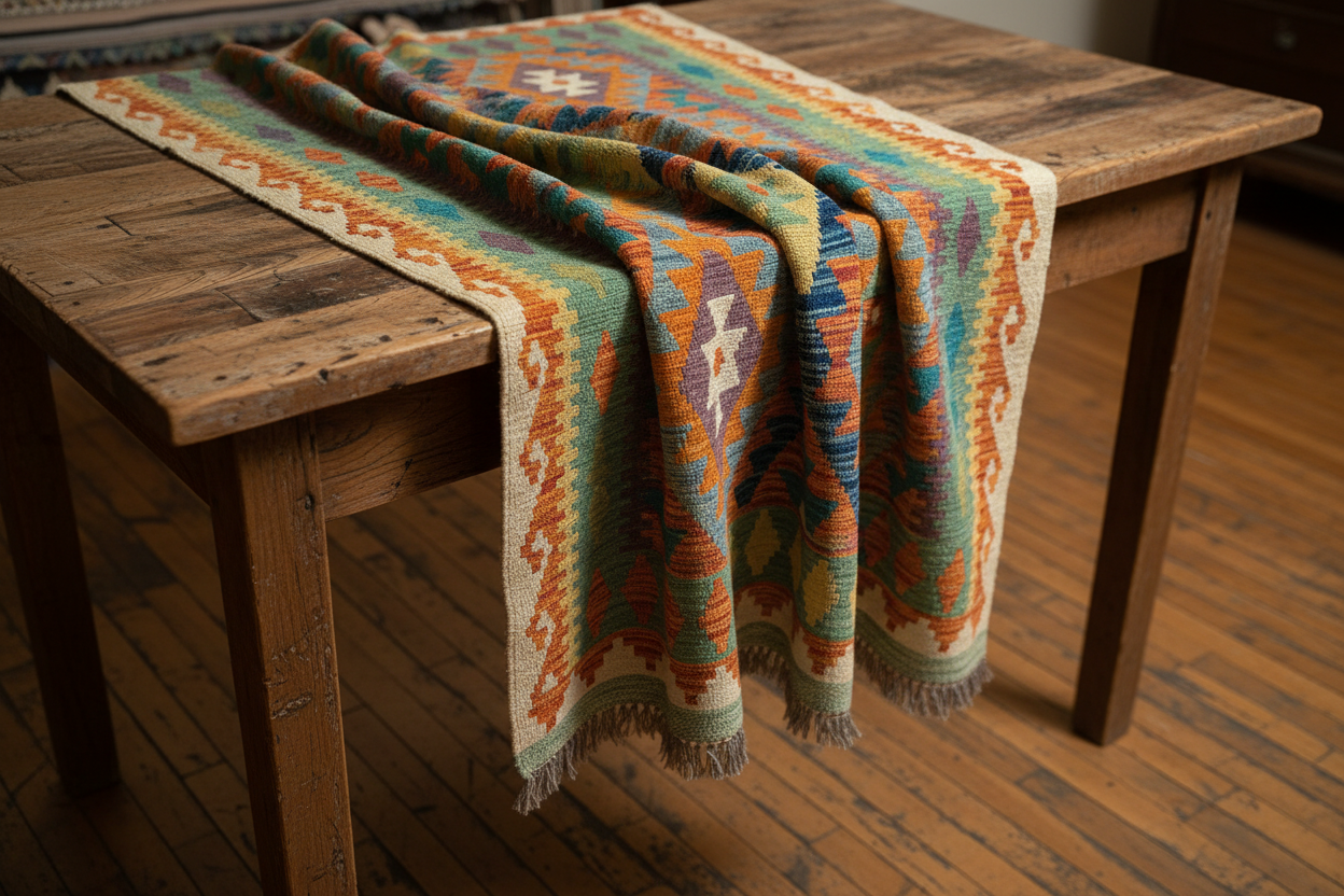 Geometric Handmade Kilim Rug - Büklümlü