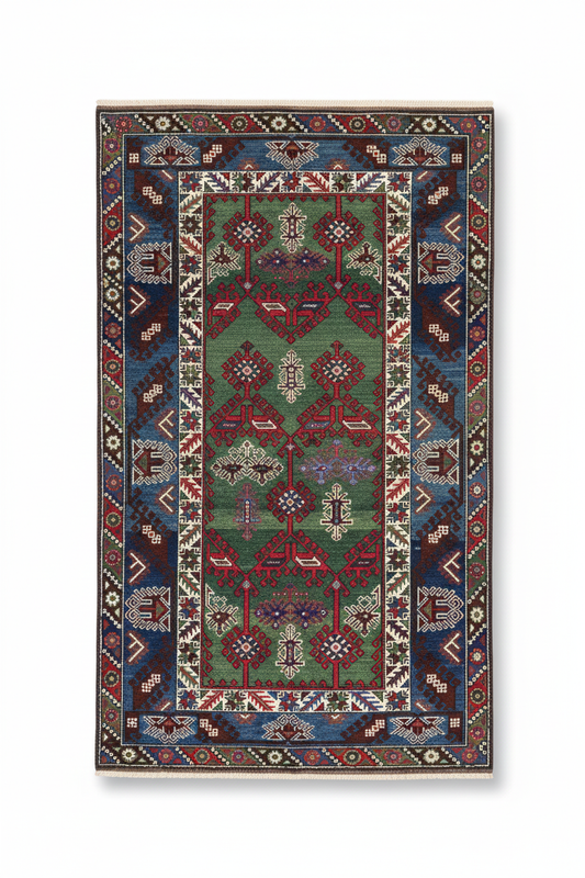 Geometric Pattern Turkish Rug - White Background