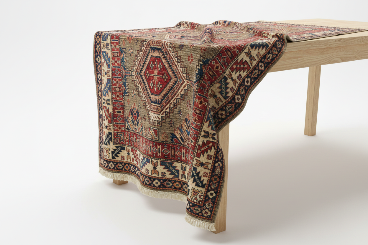 Geometric Rug Cascading from Table