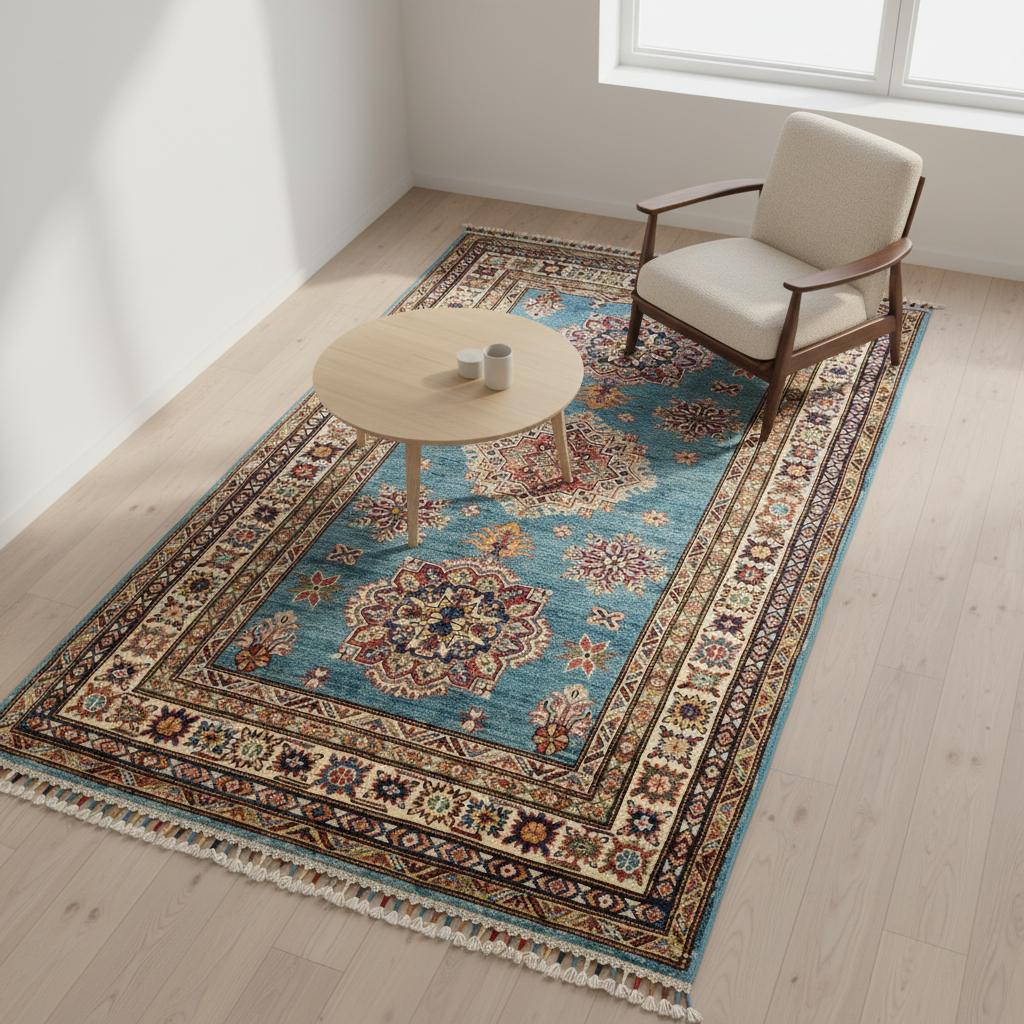 Geometrix Turquoise Rug - Minimalist Kuşbakışı