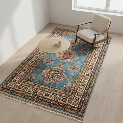 Geometrix Turquoise Rug - Minimalist Kuşbakışı