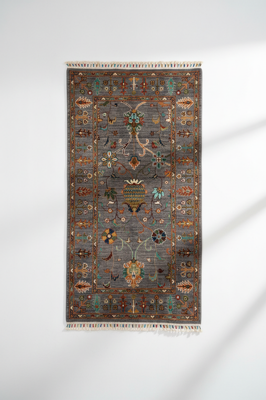 Gray Floral Rug - Wall Hanging